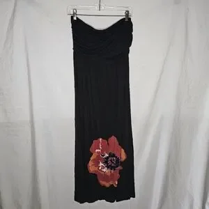 Moa Moa Dresses Juniors Moa Moa Black With Red Flower Tube